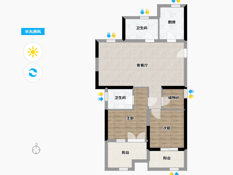 浙江省-嘉兴市-万家花城万和苑-79.99-户型库-采光通风