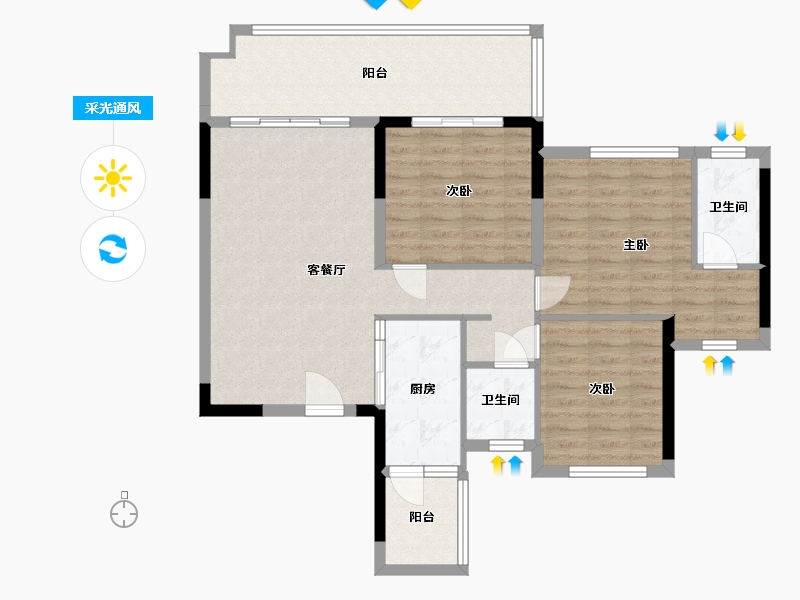 四川省-宜宾市-白沙鹭岛-95.36-户型库-采光通风