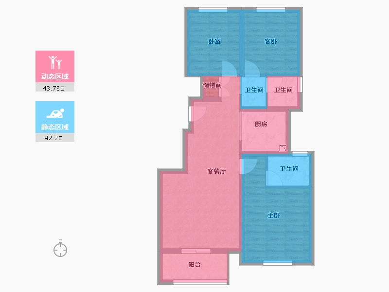 四川省-南充市-领地蘭台府-76.02-户型库-动静分区