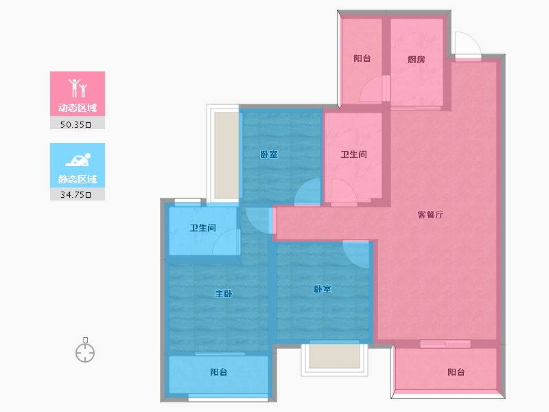 四川省-南充市-泽京西樾府-74.82-户型库-动静分区