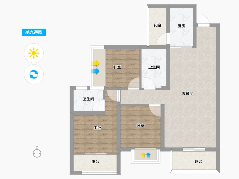 四川省-南充市-泽京西樾府-74.82-户型库-采光通风