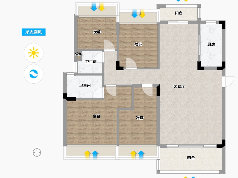 广西壮族自治区-桂林市-平乐碧桂园-106.84-户型库-采光通风