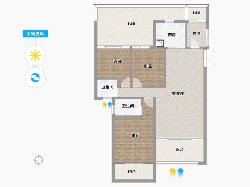 四川省-南充市-御星湾-111.44-户型库-采光通风