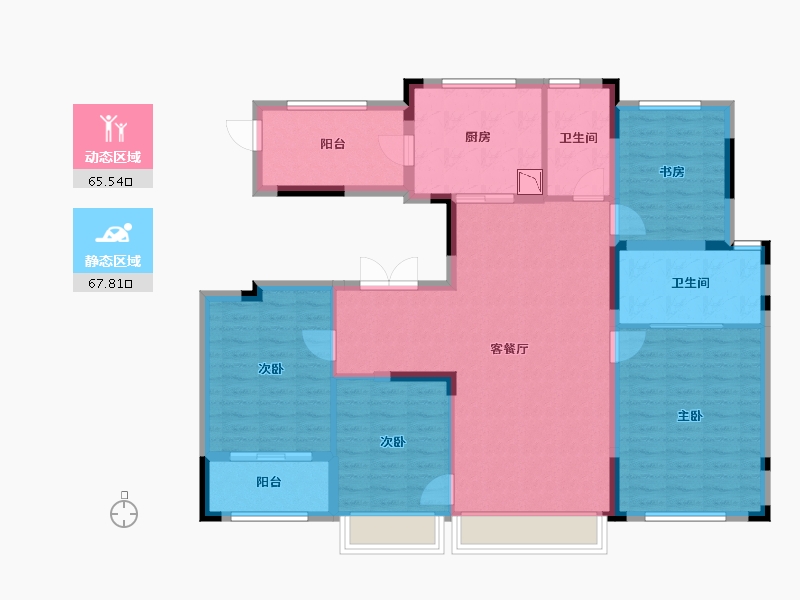 浙江省-宁波市-江山万里6期昆仕-120.39-户型库-动静分区