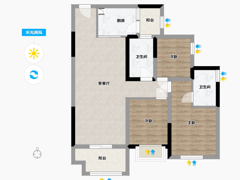 四川省-眉山市-天府理想城-75.77-户型库-采光通风