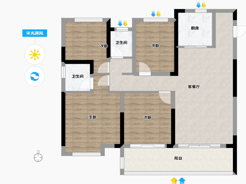 广西壮族自治区-桂林市-筑成时代春晓-99.59-户型库-采光通风