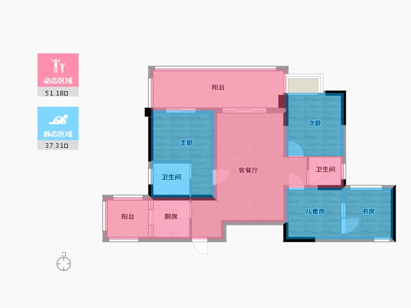 四川省-南充市-龙城壹号幸福里-77.59-户型库-动静分区