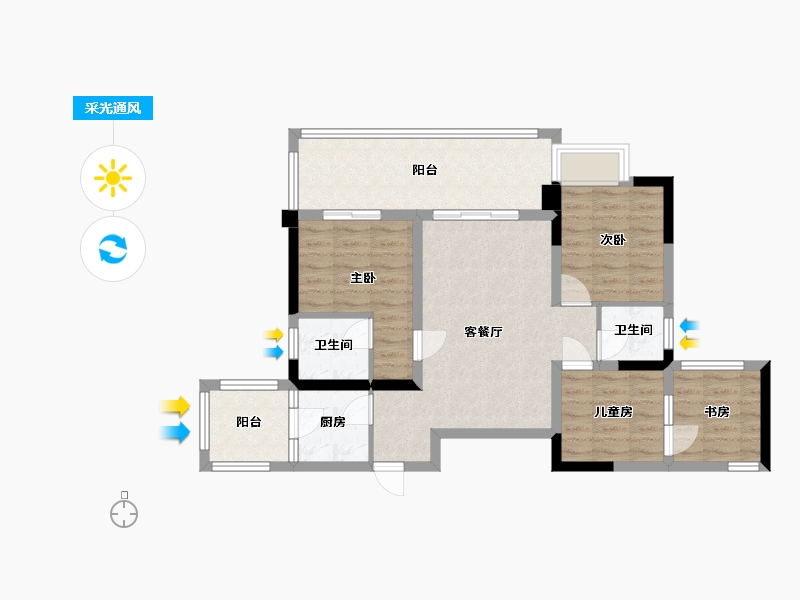 四川省-南充市-龙城壹号幸福里-77.59-户型库-采光通风