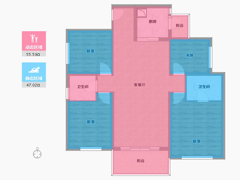 四川省-南充市-领地蘭台府-91.79-户型库-动静分区