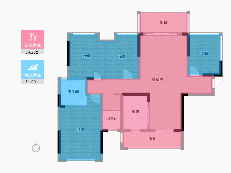 广西壮族自治区-桂林市-筑成时代春晓-102.94-户型库-动静分区