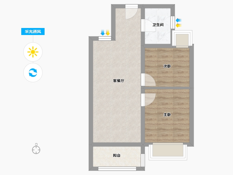 海南省-三亚市-碧桂园珊瑚宫殿-46.08-户型库-采光通风