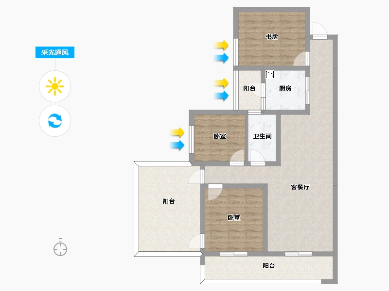 四川省-南充市-阳光生态城-100.13-户型库-采光通风