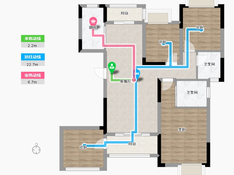 江西省-南昌市-南昌华勤湖畔花园-90.78-户型库-动静线