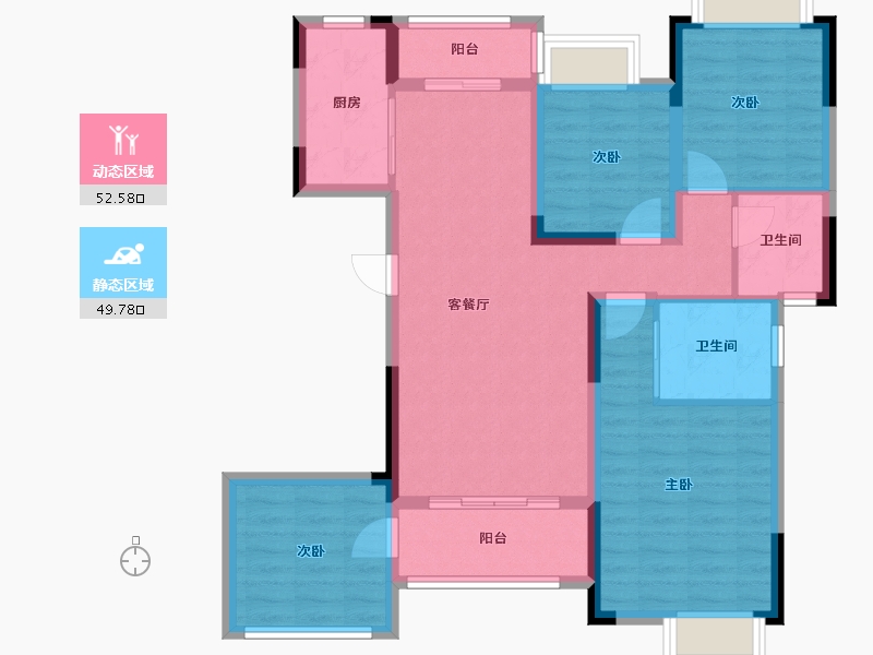 江西省-南昌市-南昌华勤湖畔花园-90.78-户型库-动静分区