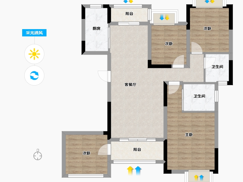 江西省-南昌市-南昌华勤湖畔花园-90.78-户型库-采光通风