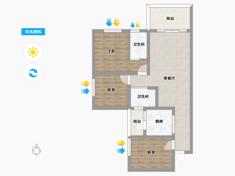 四川省-南充市-阳光生态城-75.01-户型库-采光通风