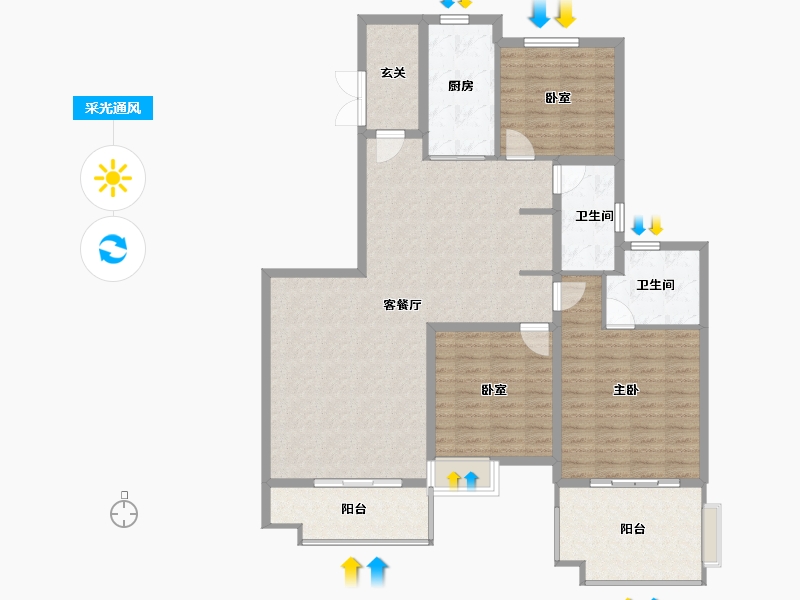 四川省-南充市-恒大悦龙台-122.45-户型库-采光通风