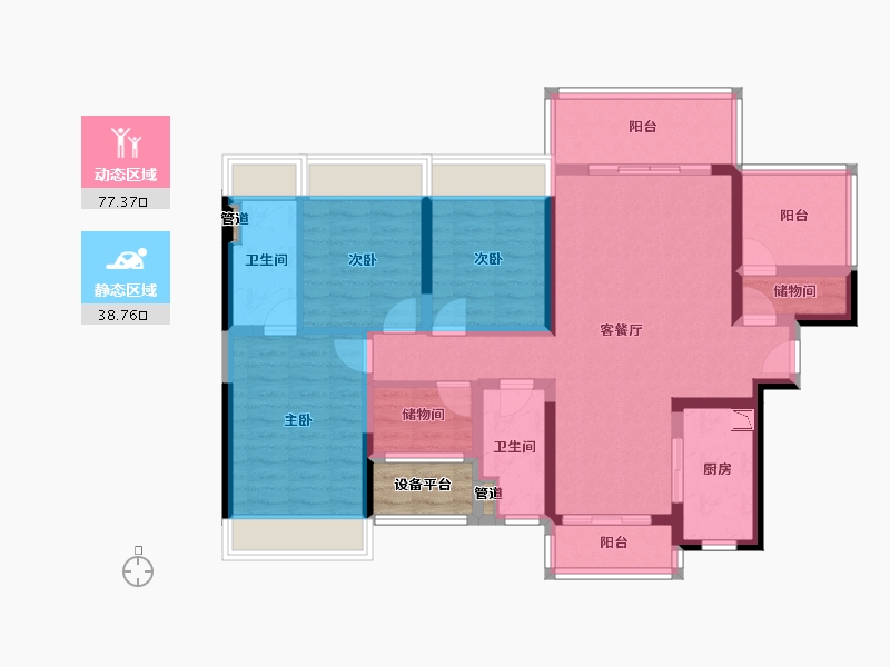 广西壮族自治区-桂林市-平乐碧桂园-105.33-户型库-动静分区