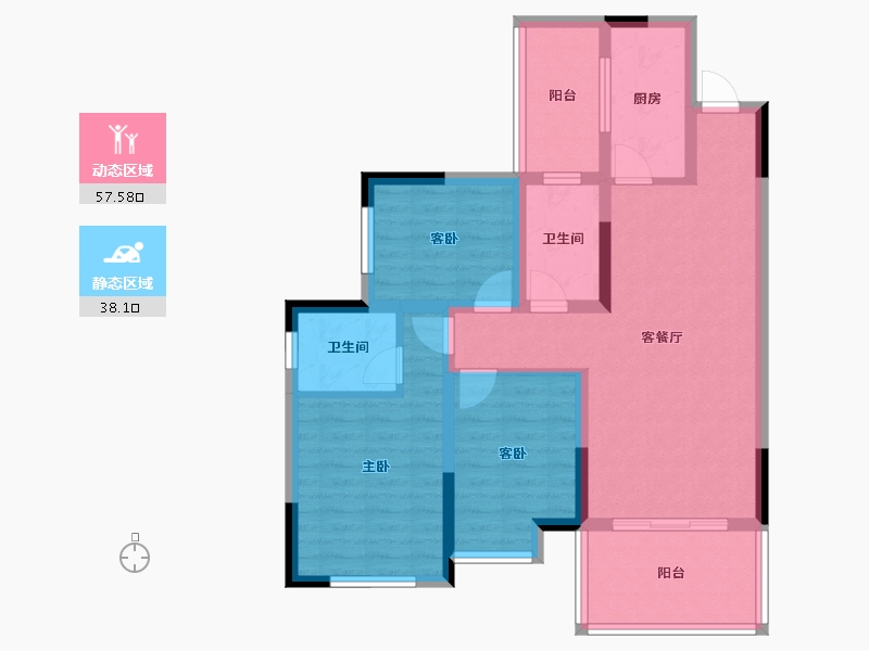 四川省-遂宁市-舜天尚美2期-83.96-户型库-动静分区