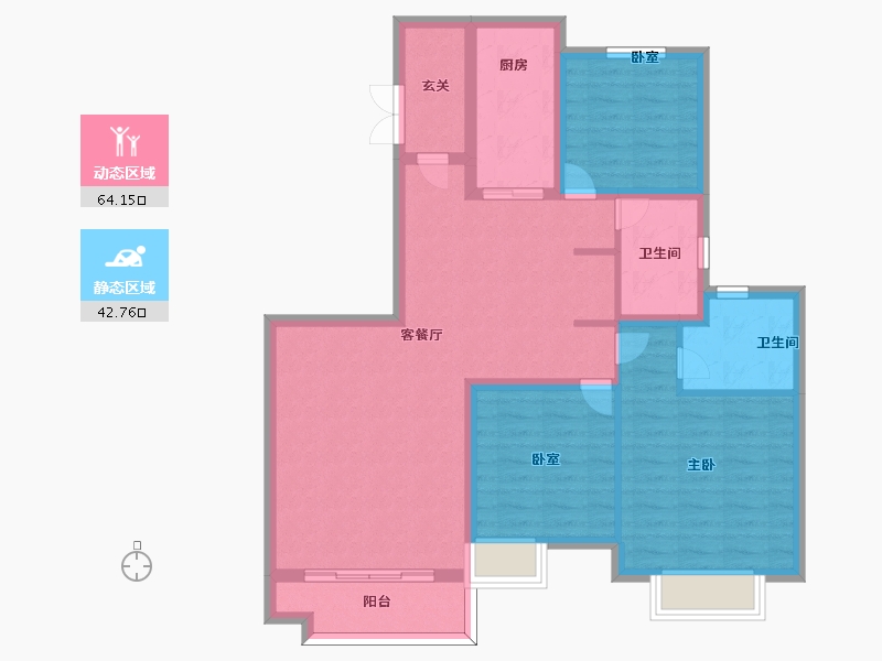 四川省-南充市-恒大悦龙台-95.30-户型库-动静分区