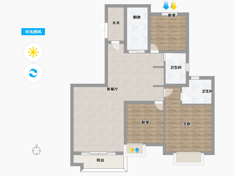 四川省-南充市-恒大悦龙台-95.30-户型库-采光通风