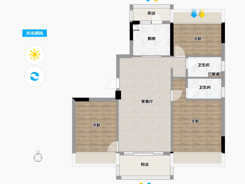 广西壮族自治区-桂林市-平乐碧桂园-87.42-户型库-采光通风