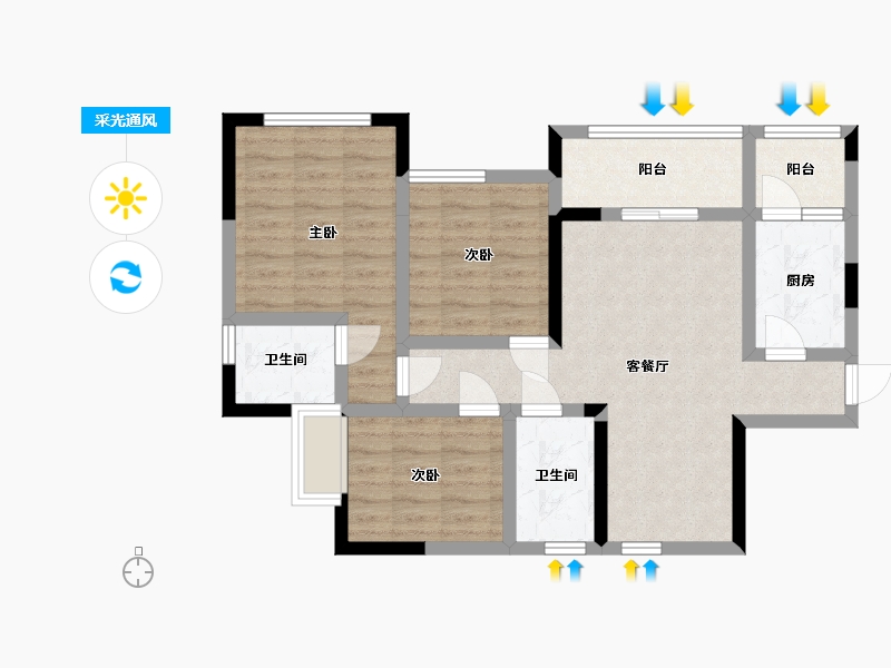 四川省-南充市-紫御嘉园-74.57-户型库-采光通风