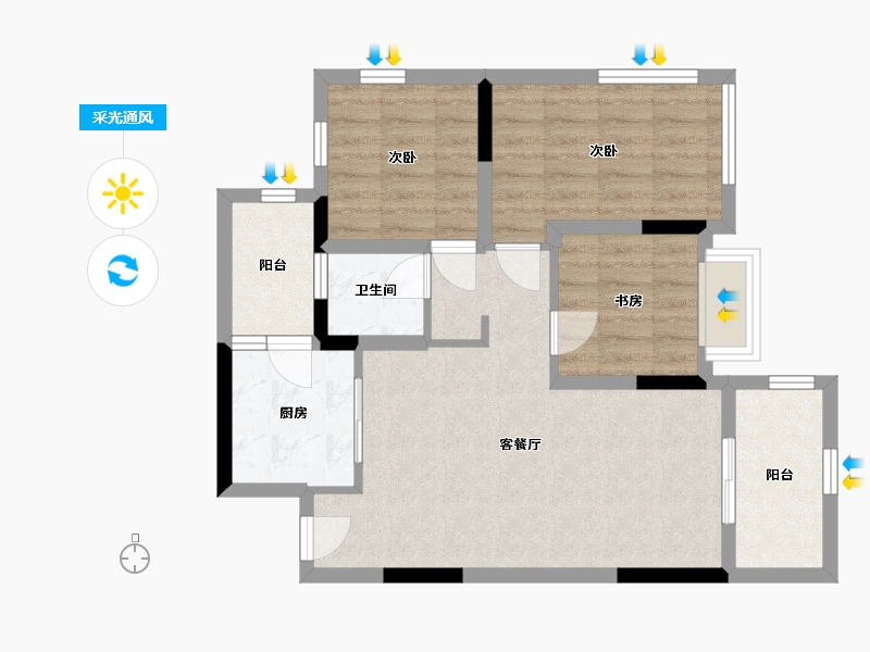 四川省-眉山市-天府理想城-68.28-户型库-采光通风