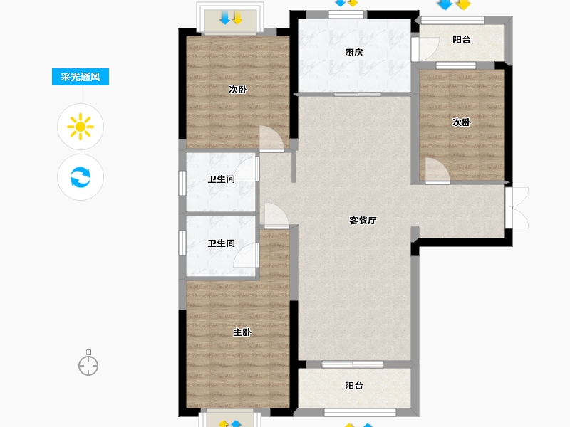 湖北省-武汉市-君荟天地-102.88-户型库-采光通风