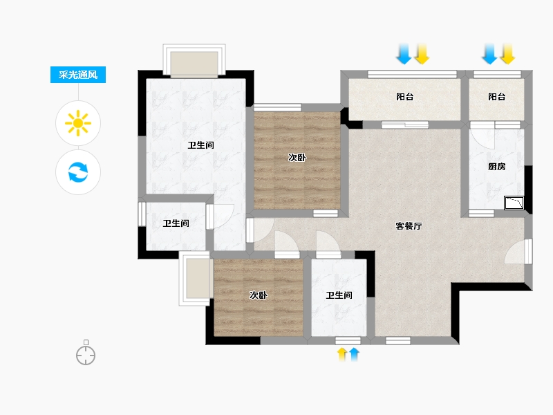 四川省-南充市-紫御嘉园-77.55-户型库-采光通风