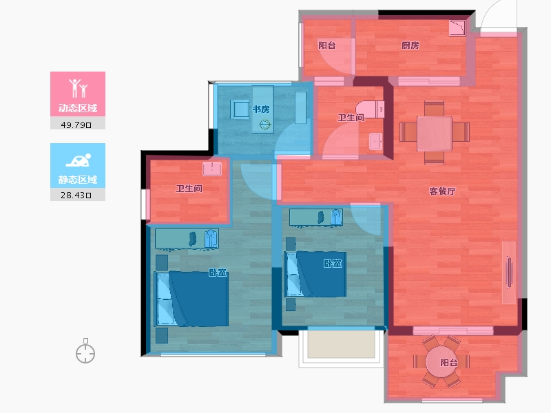 四川省-宜宾市-宜宾中梁壹号院-69.00-户型库-动静分区