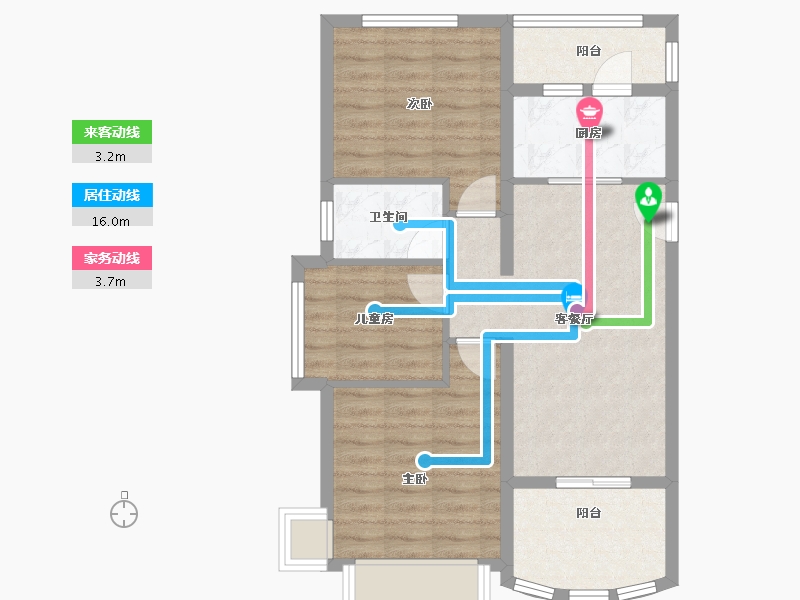 海南省-三亚市-碧桂园珊瑚宫殿-69.93-户型库-动静线