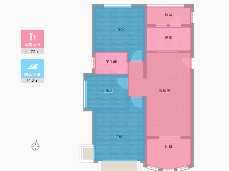 海南省-三亚市-碧桂园珊瑚宫殿-69.93-户型库-动静分区