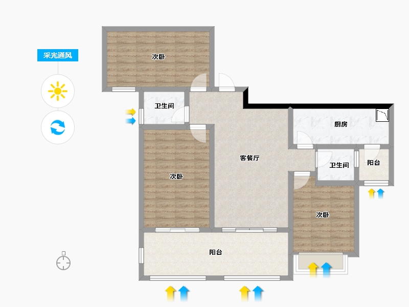 四川省-绵阳市-凯金城-100.70-户型库-采光通风