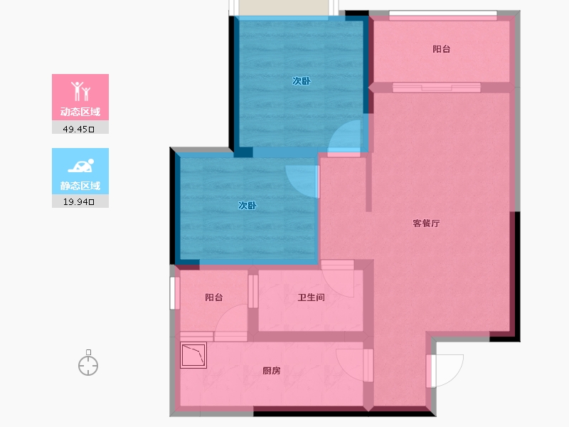 四川省-绵阳市-华润置地中央公园4期凌雲府-60.31-户型库-动静分区