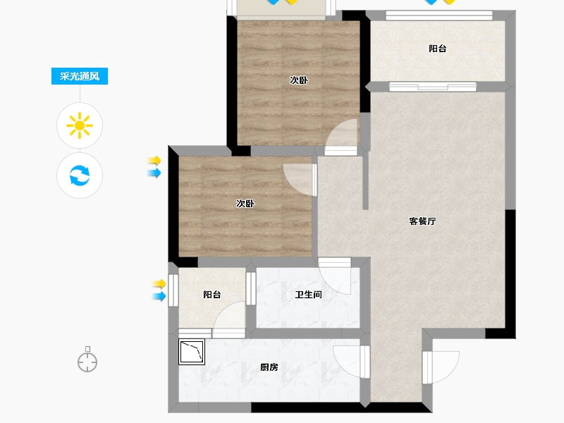 四川省-绵阳市-华润置地中央公园4期凌雲府-60.31-户型库-采光通风