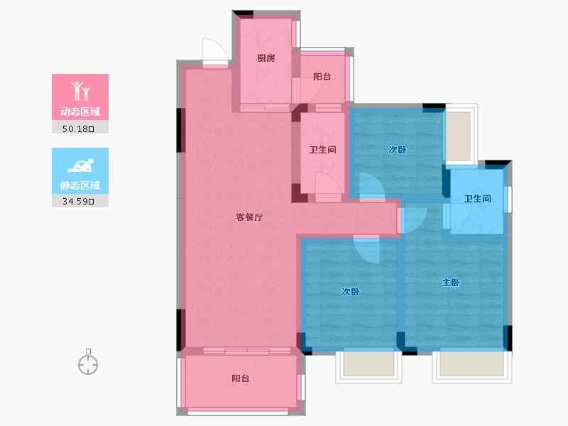 广西壮族自治区-桂林市-彰泰阳朔十里春风-74.04-户型库-动静分区