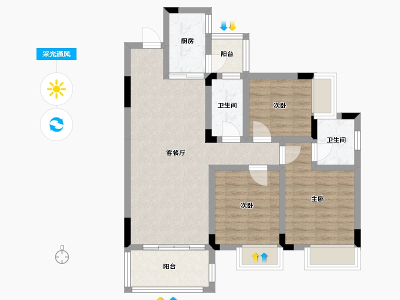 广西壮族自治区-桂林市-彰泰阳朔十里春风-74.04-户型库-采光通风