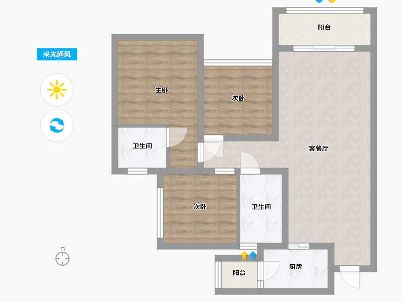 四川省-乐山市-棕榈银滩-79.72-户型库-采光通风