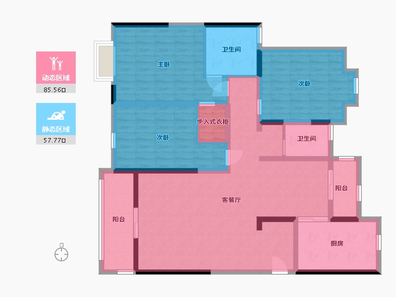 陕西省-西安市-山水香堤溪墅-128.07-户型库-动静分区