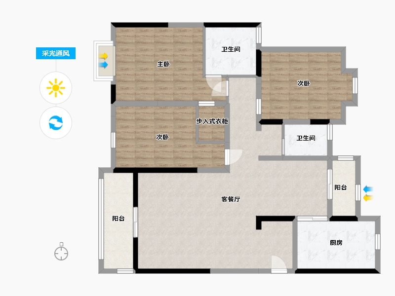 陕西省-西安市-山水香堤溪墅-128.07-户型库-采光通风