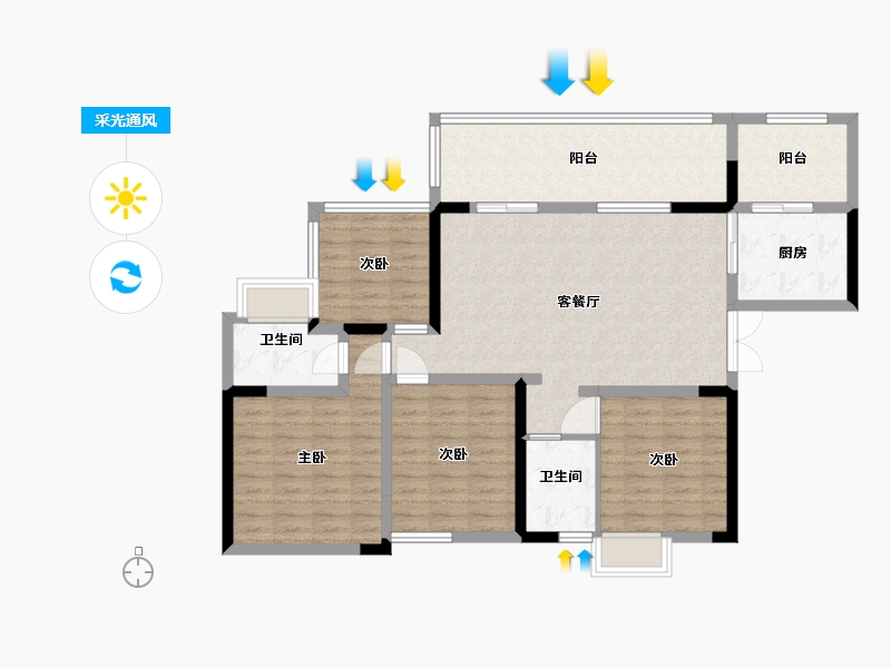 四川省-乐山市-万和凤凰城-111.57-户型库-采光通风