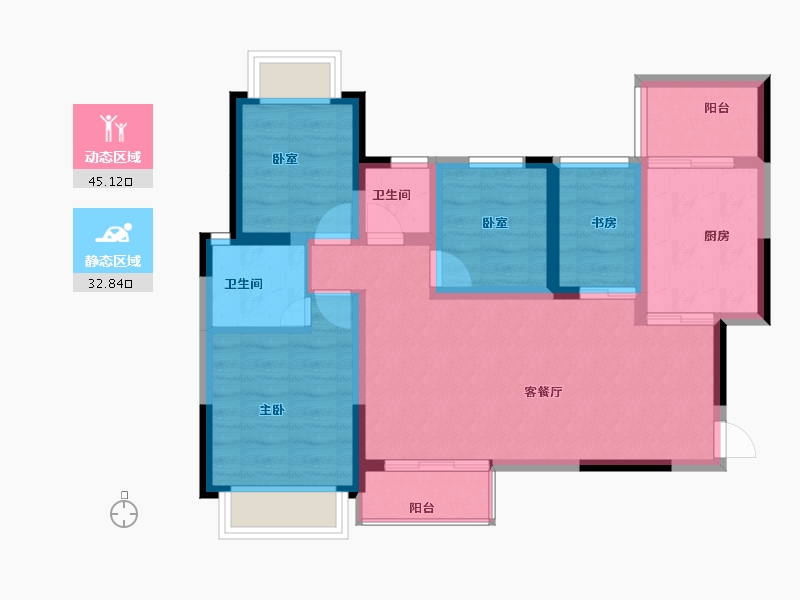 四川省-眉山市-万景中岩广场-68.40-户型库-动静分区