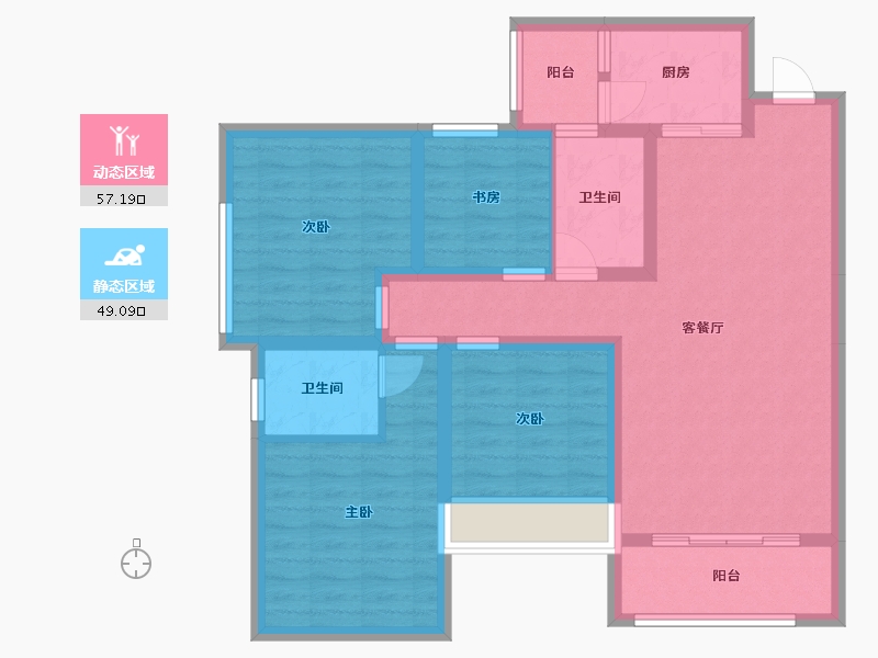 四川省-乐山市-棕榈银滩-93.87-户型库-动静分区