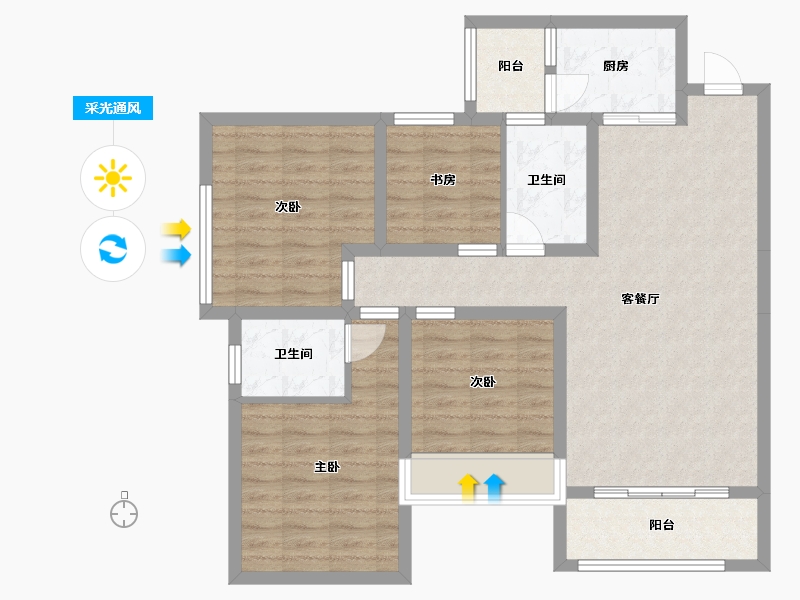 四川省-乐山市-棕榈银滩-93.87-户型库-采光通风