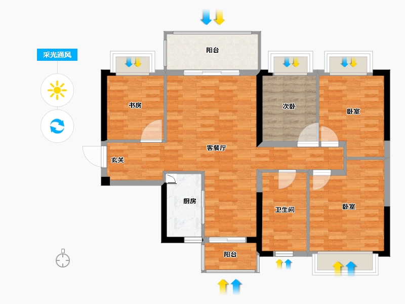 广西壮族自治区-南宁市-万丰新新江湖-92.60-户型库-采光通风