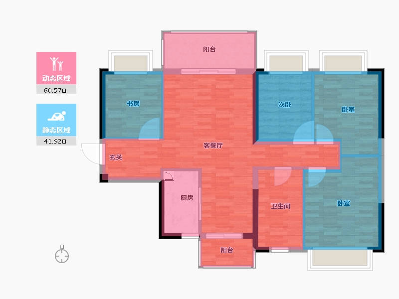 广西壮族自治区-南宁市-万丰新新江湖-92.60-户型库-动静分区