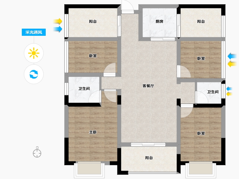 四川省-眉山市-万景中岩广场-92.29-户型库-采光通风