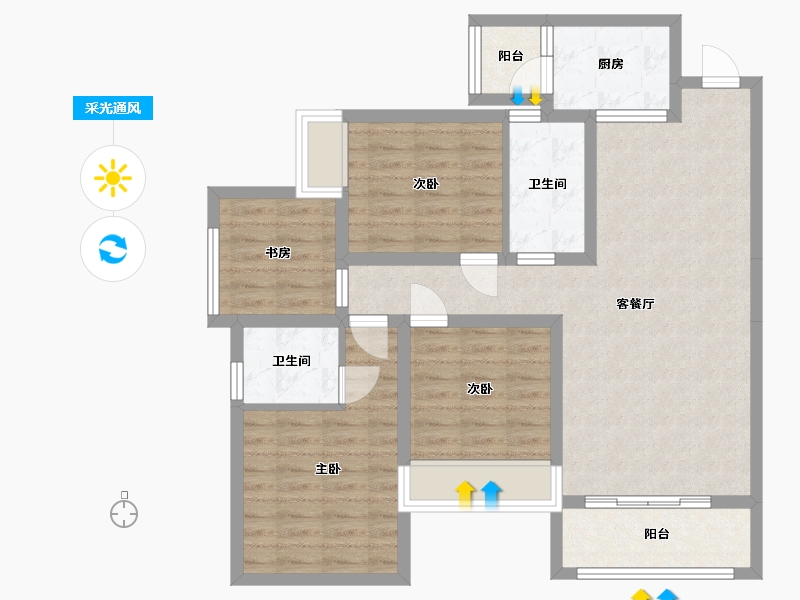 四川省-乐山市-棕榈银滩-92.50-户型库-采光通风