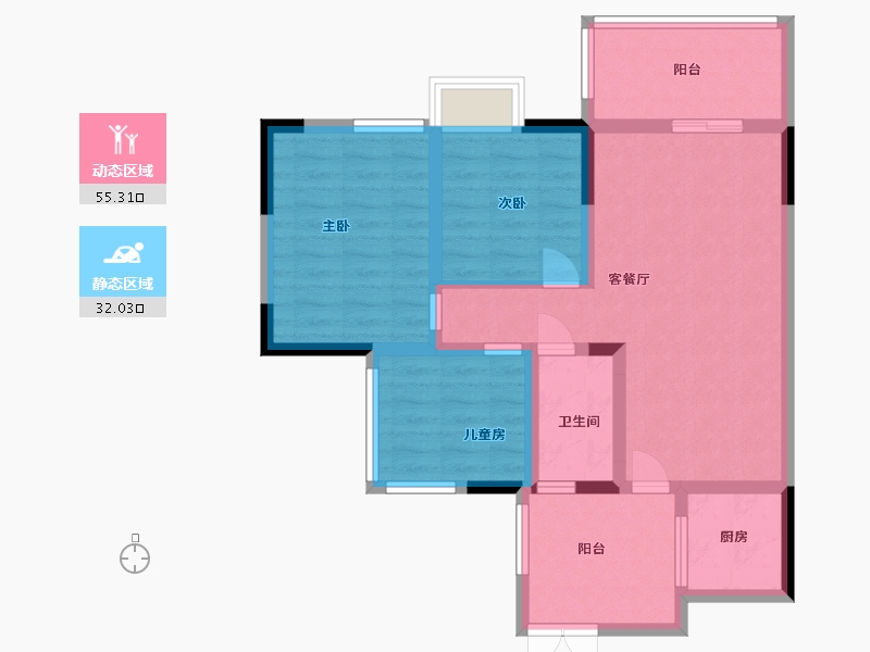 四川省-乐山市-万和凤凰城-77.00-户型库-动静分区